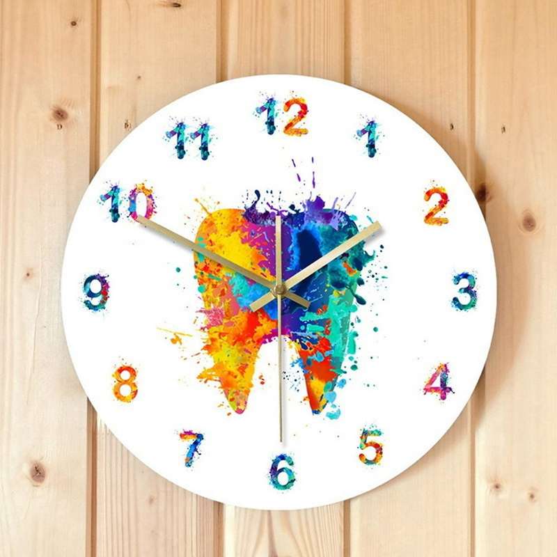 Watercolour Tooth Painting Print Wall Clock Dental Clinic Wall Art