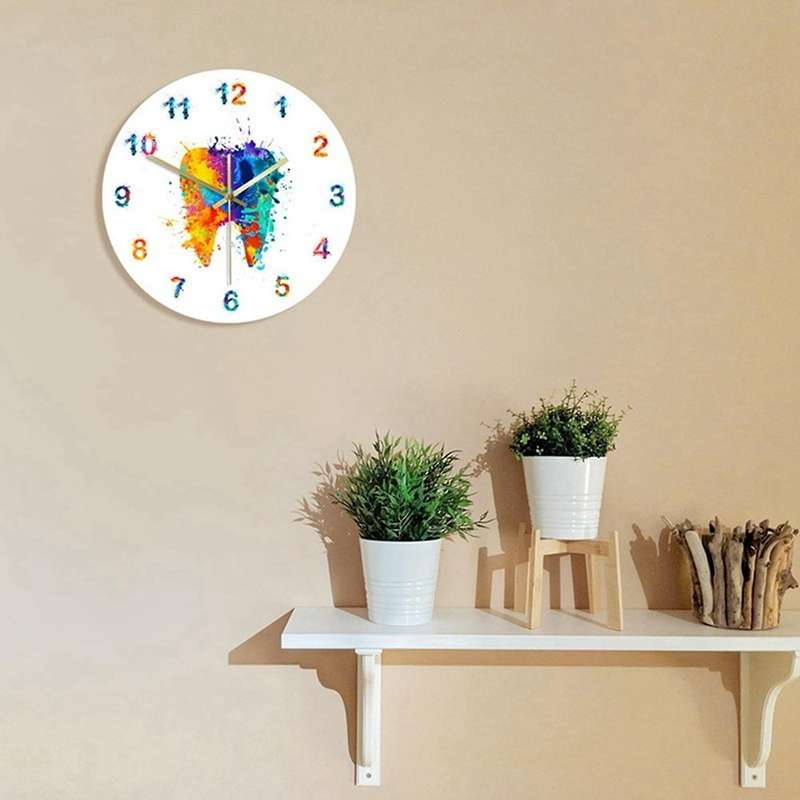 Watercolour Tooth Painting Print Wall Clock Dental Clinic Wall Art