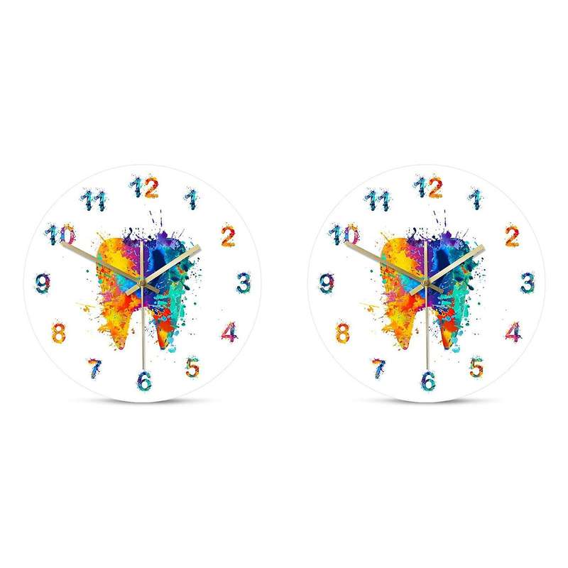 Watercolour Tooth Painting Print Wall Clock Dental Clinic Wall Art
