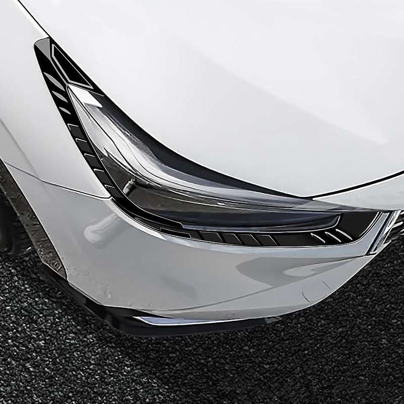 Car Bright Blcak Front Headlights Eyebrows Eyelids Cover Stickers
