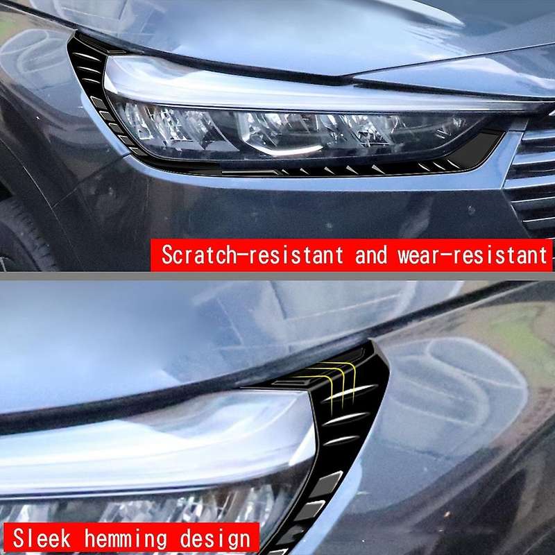 Car Bright Blcak Front Headlights Eyebrows Eyelids Cover Stickers