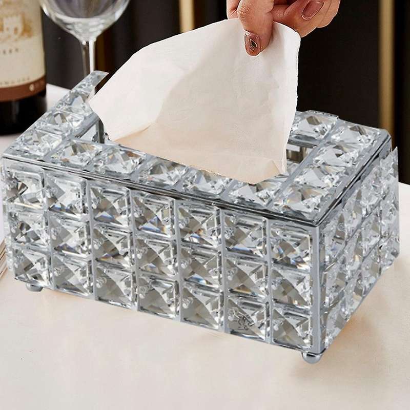 Crystal Facial Tissue Box Holder Square Napkin Dispenser Bedroom