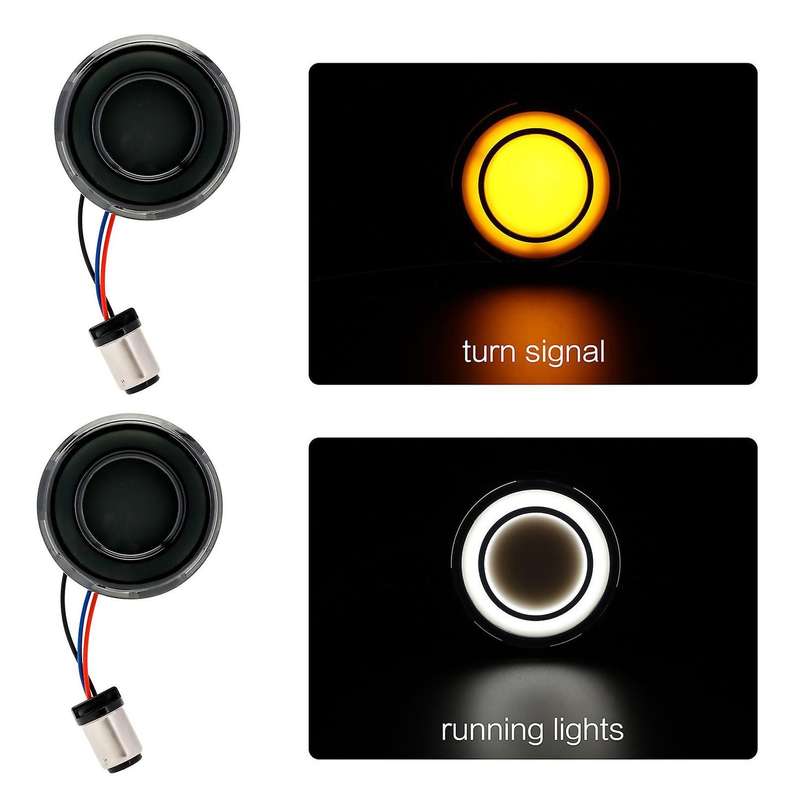 1pair 1157 Bullet-style Smoked Led Turn Signal Light White+yellow