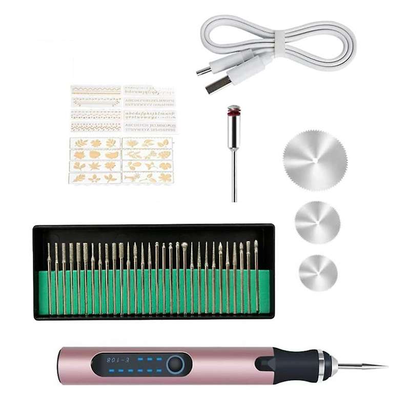 Electric Engraving Pen, Multifunctional Engraving Tool Set, Rose Gold