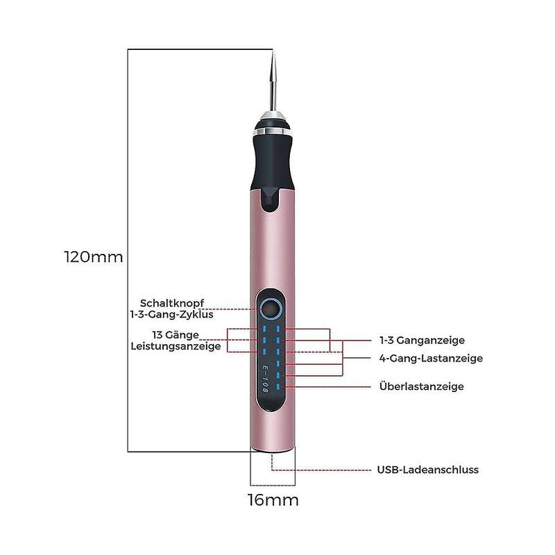 Electric Engraving Pen, Multifunctional Engraving Tool Set, Rose Gold