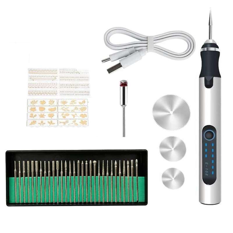 Electric Engraving Pen, Multifunctional Engraving Tool Set, Silver