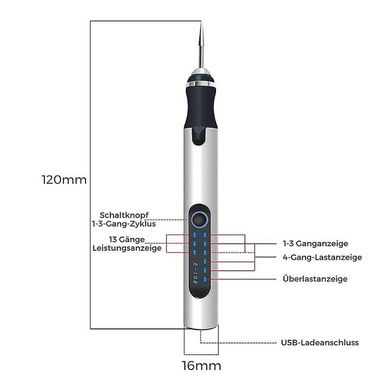 Electric Engraving Pen, Multifunctional Engraving Tool Set, Silver