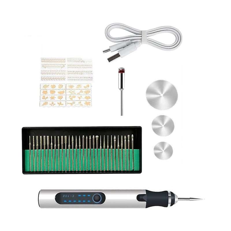 Electric Engraving Pen, Multifunctional Engraving Tool Set, Silver