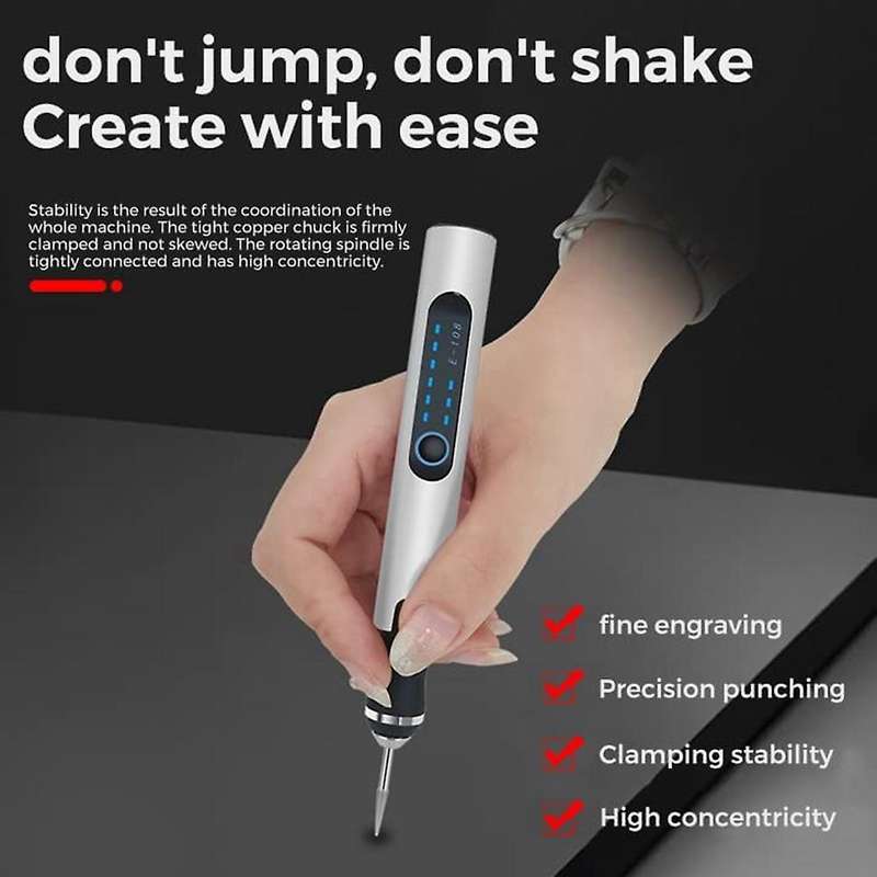 Electric Engraving Pen, Multifunctional Engraving Tool Set, Silver