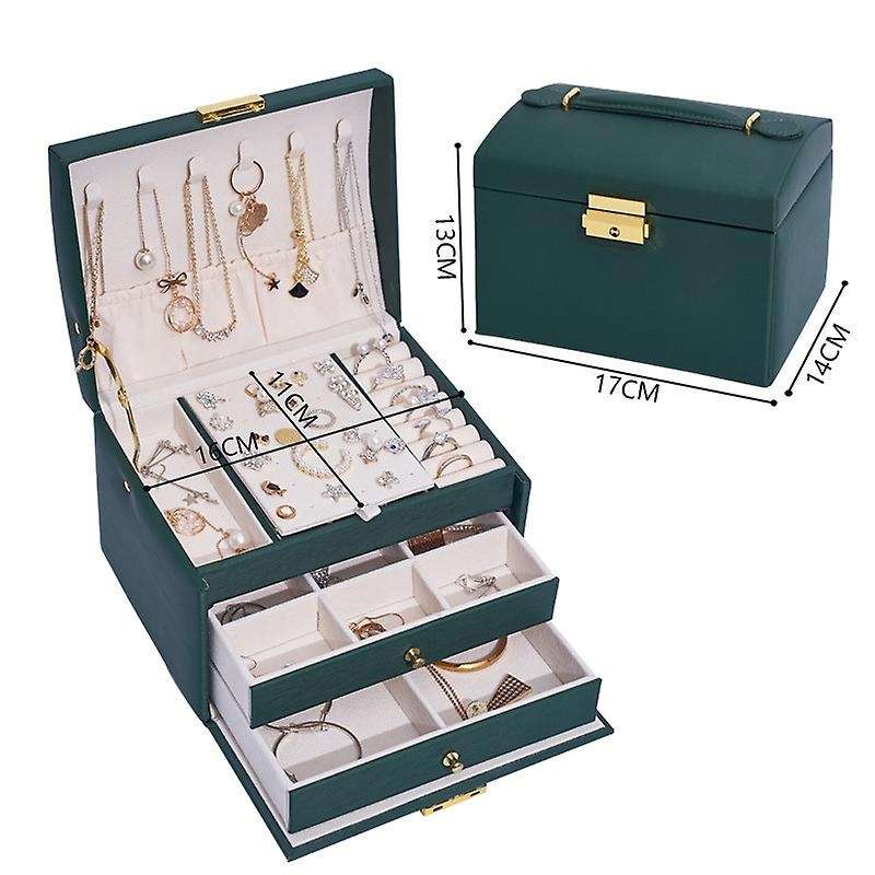 Earrings Rings Bracelets Jewelry Box Portable Travel Casket -pink