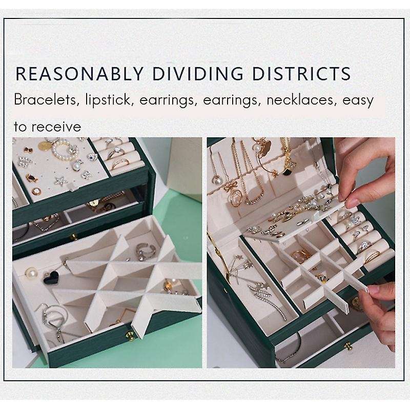 Earrings Rings Bracelets Jewelry Box Portable Travel Casket -pink