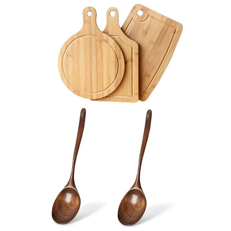 Bamboo Cutting Board for Kitchen, Pizza Fruit Board