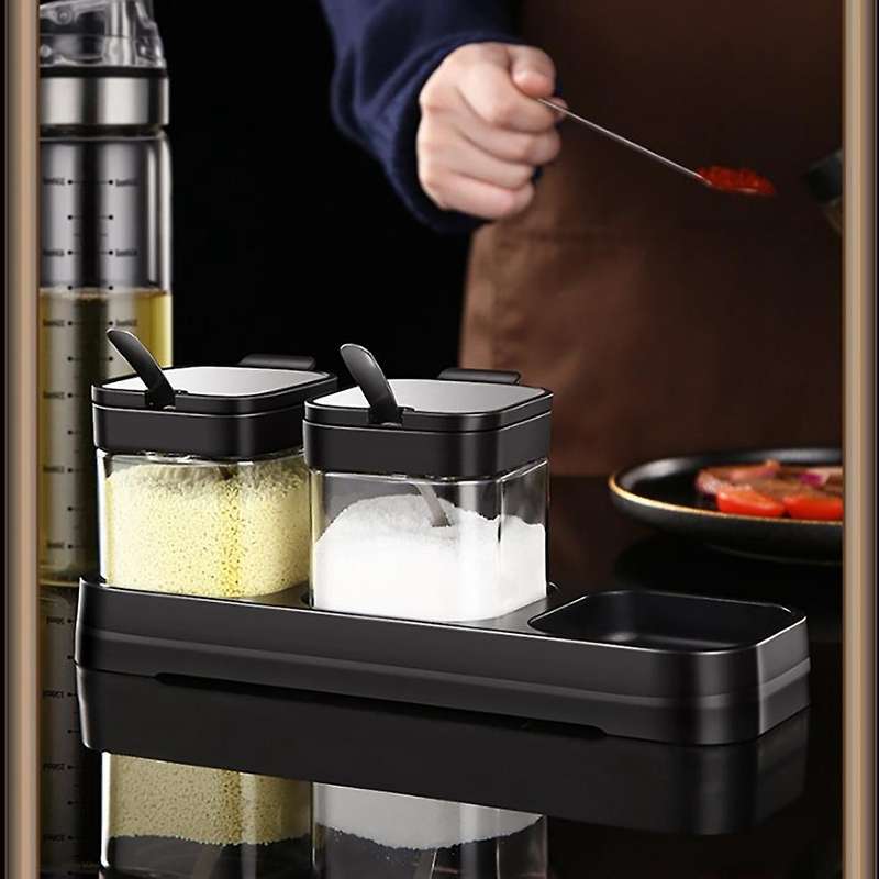 Glass Storage Jars Spice Containers Set with Stainless Steel Lids