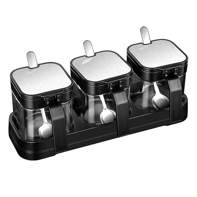 Glass Storage Jars Spice Containers Set with Stainless Steel Lids