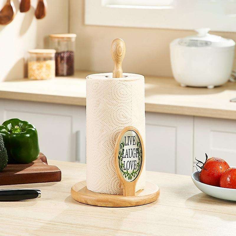 Wooden Paper Towel Holder Towel Organizer Roll Dispenser-log Color