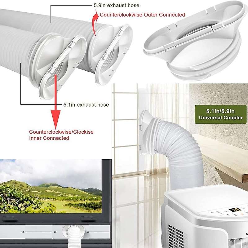 Ac Window Kit with 2-in-1 Coupler for Exhaust Hose, Window Vent Kit