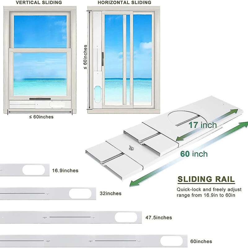 Ac Window Kit with 2-in-1 Coupler for Exhaust Hose, Window Vent Kit
