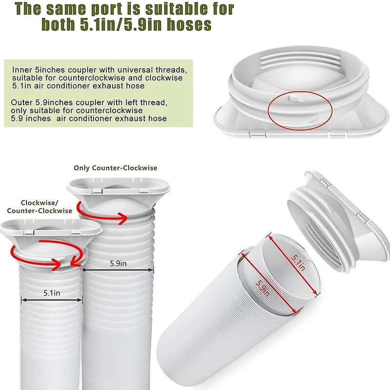 Ac Window Kit with 2-in-1 Coupler for Exhaust Hose, Window Vent Kit