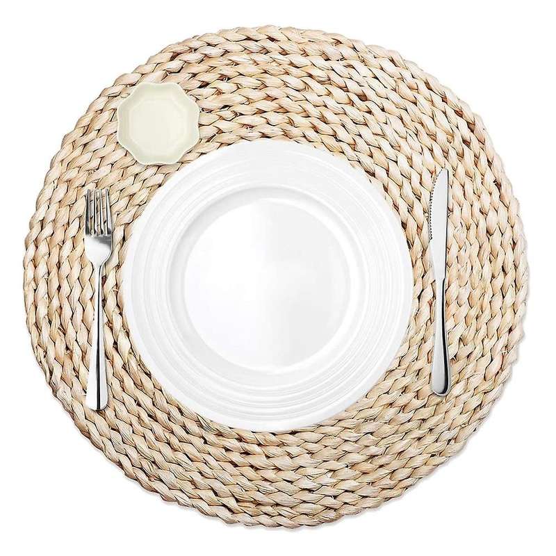 Round Corn Straw Placemats,for Tea Coffee Kitchen Table 4 Pack,14inch