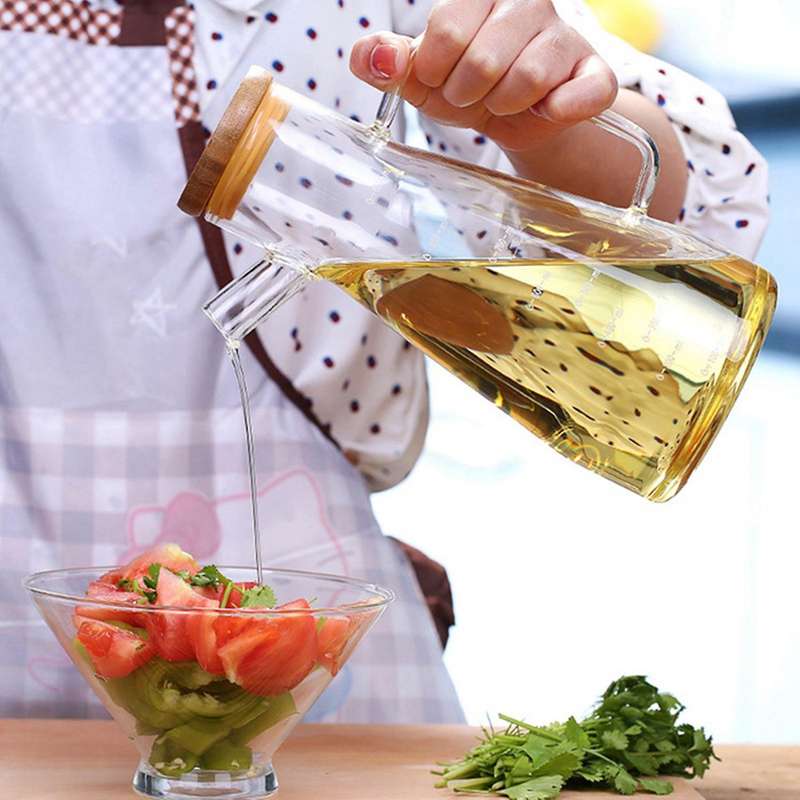900ml Transparent Glass Oil Bottle, with Handle Oil Bottle