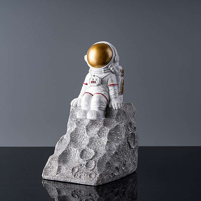 Resin Astronaut Bookend Tabletop Book Office Decoration(silver)