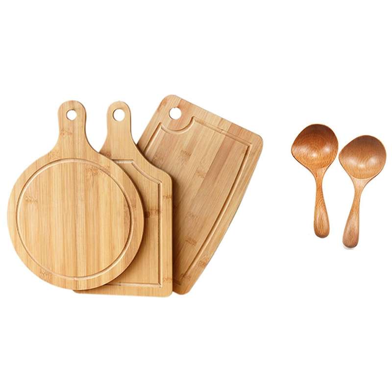 Bamboo Cutting Board for Kitchen, Pizza Fruit Board