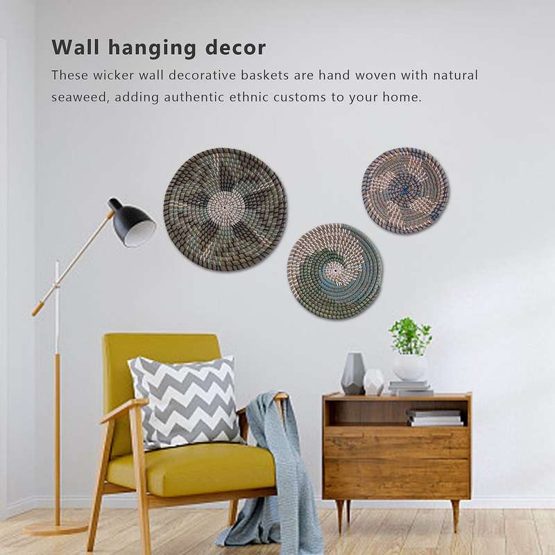 Rattan Wall Decor. Set Of 3 Wicker Wall Decor Hanging Baskets
