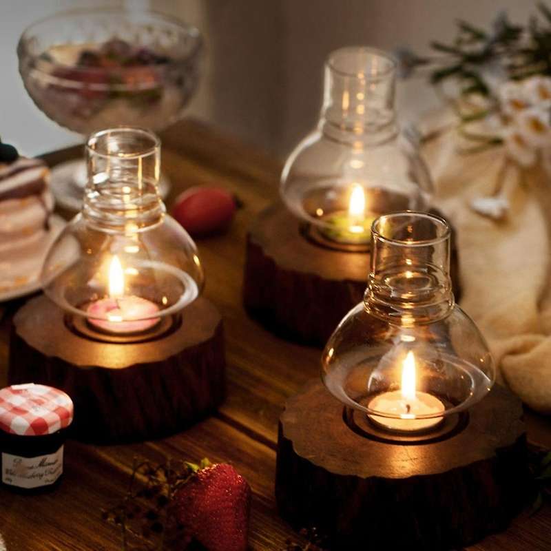 Wooden Candlestick Romantic Decor for Candlelight Dinner Decor 2