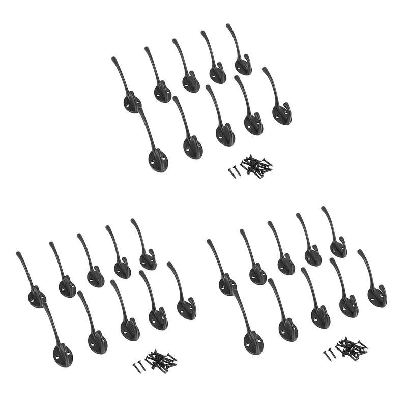 Double Coat Hook 10 Pcs Classic Antique Industrial Style Iron Hanger