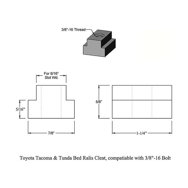 T Slot Nuts with Screw 3/8 Inch -16 Bed Rack Rail Accessories 8 Pack
