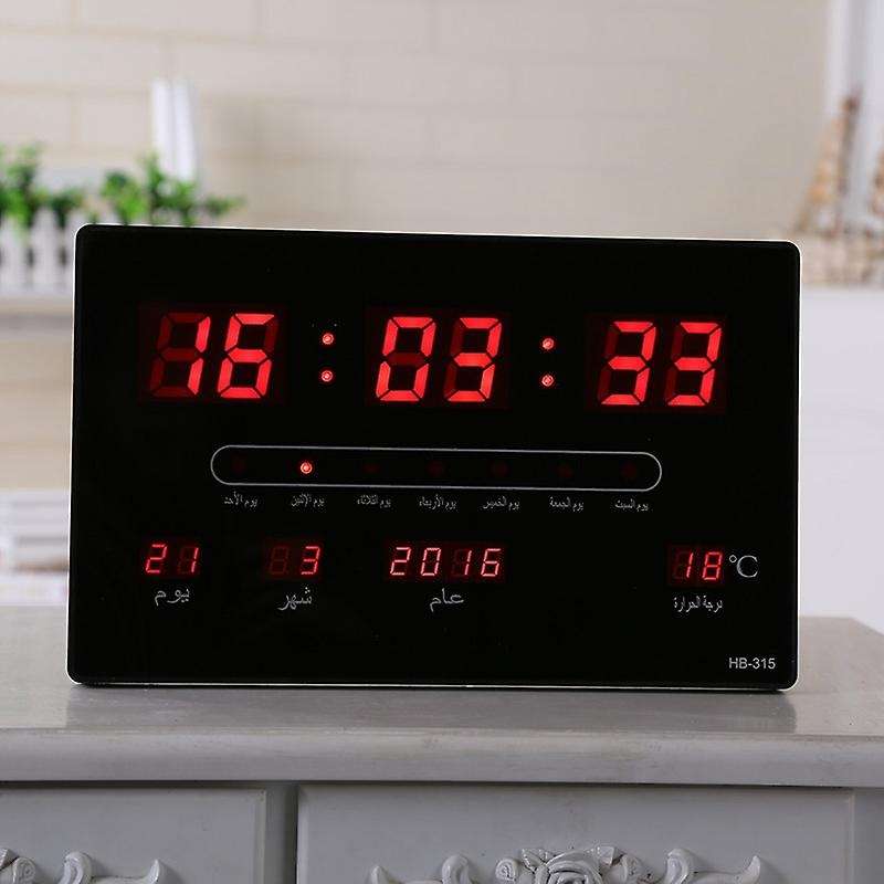 Livingroom 6 Digits Led Calendar Wall Clock Eu Plug
