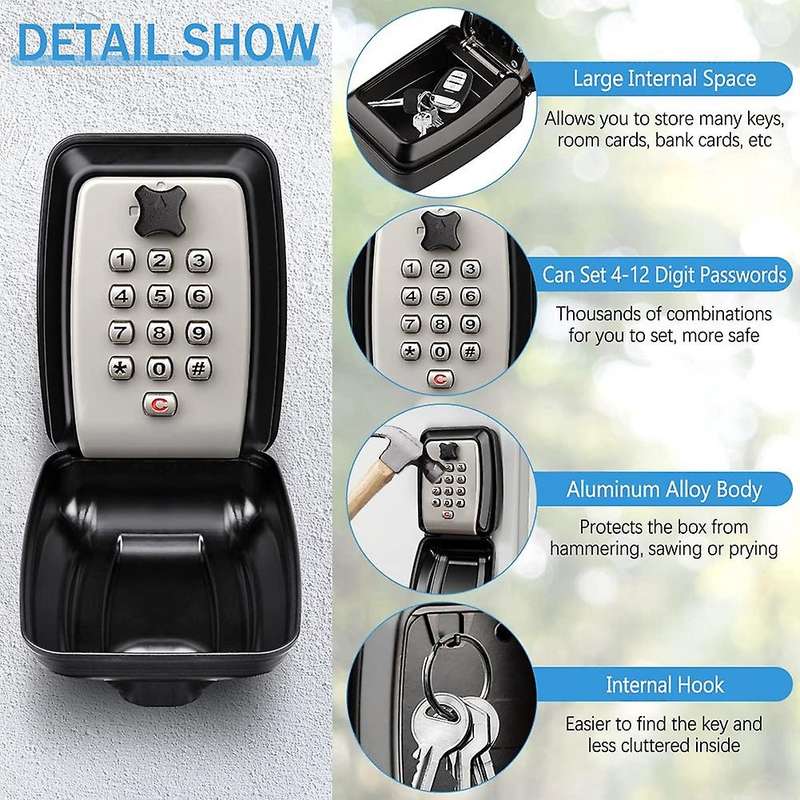 Key Box Wall Mounted Large Key Box Secure Waterproof Outdoor Key Box