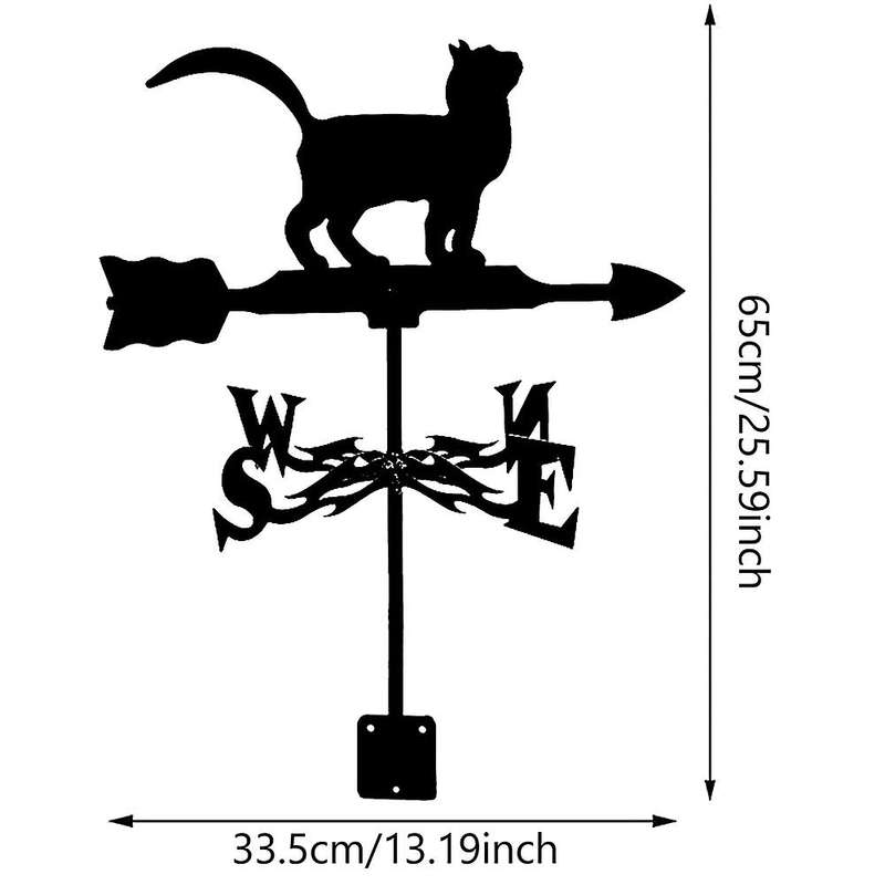 Weathercock Metal Cat Professional Measuring Tool Garden Decoration