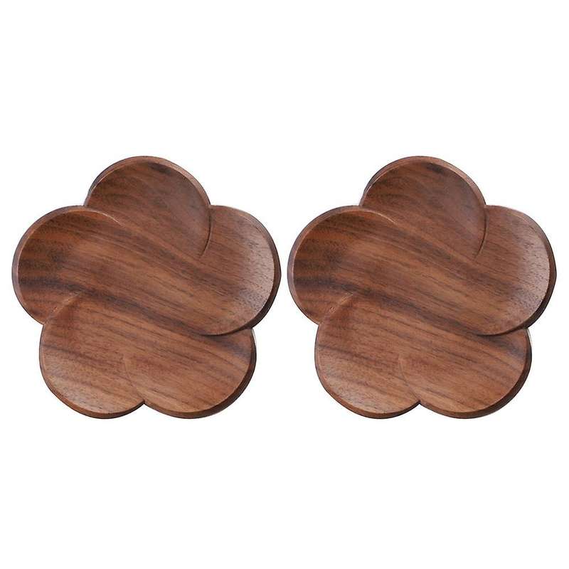 2pcs Wooden Coasters Flower Heat Insulation Cup Holder Mat 15x2cm