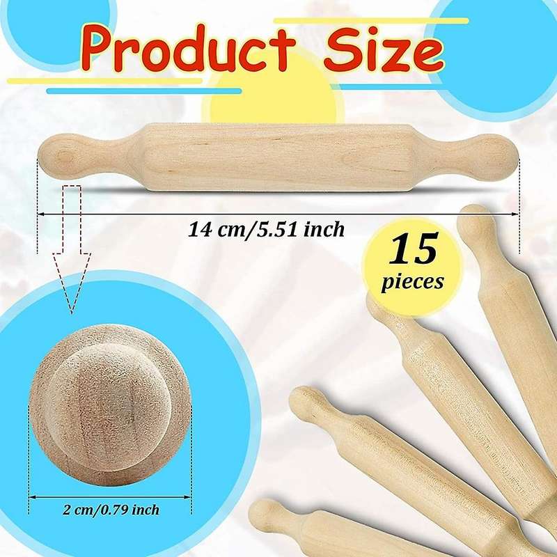30 Pieces Wooden Rolling Pin 6 Inches Long Kitchen Baking Rolling Pin