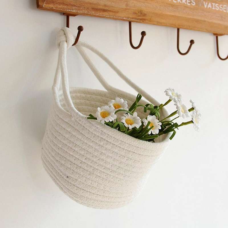 Woven Hanging Basket Cotton Rope Storage Basket