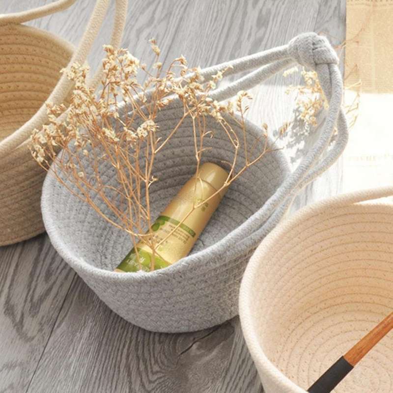 Woven Hanging Basket Cotton Rope Storage Basket
