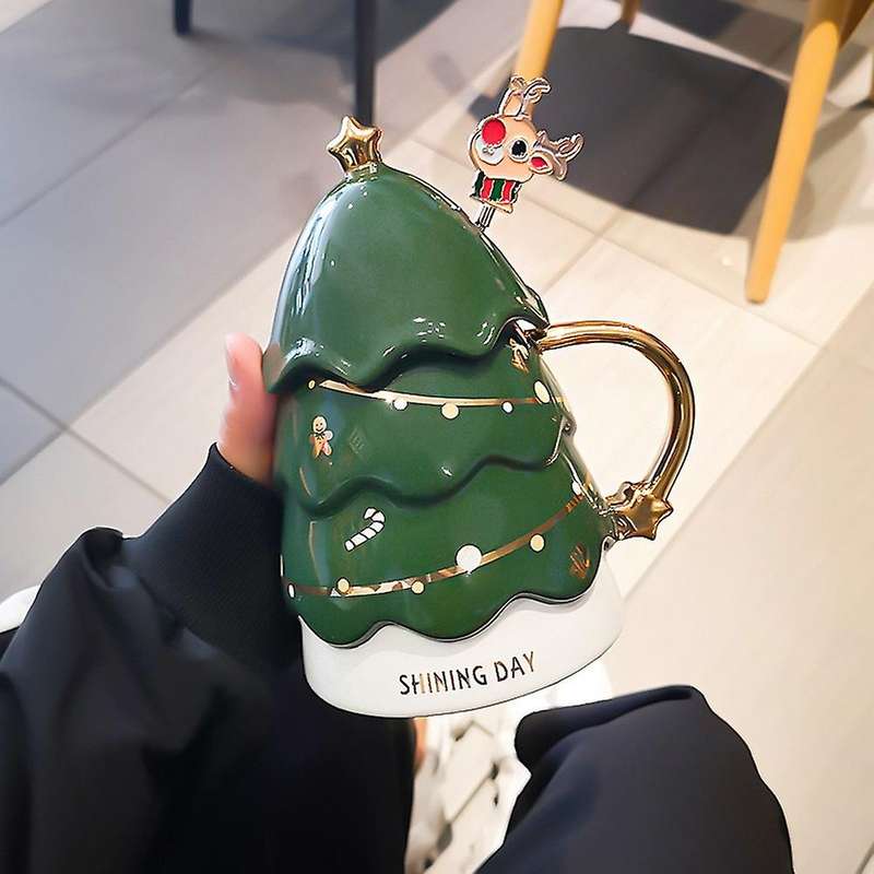 1pc 420ml Christmas Cup Mug Couple Cup Girl Ceramic Drinking Cup B