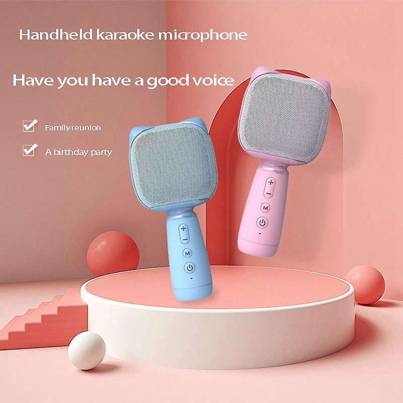 Bluetooth Microphone Mini Child Mic for Mobile Phone Karaoke Pink