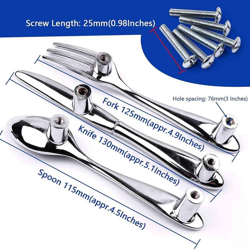 6pc Knife Spoon Fork Kitchen Cabinet Closet Drawer Pull Handles Knobs
