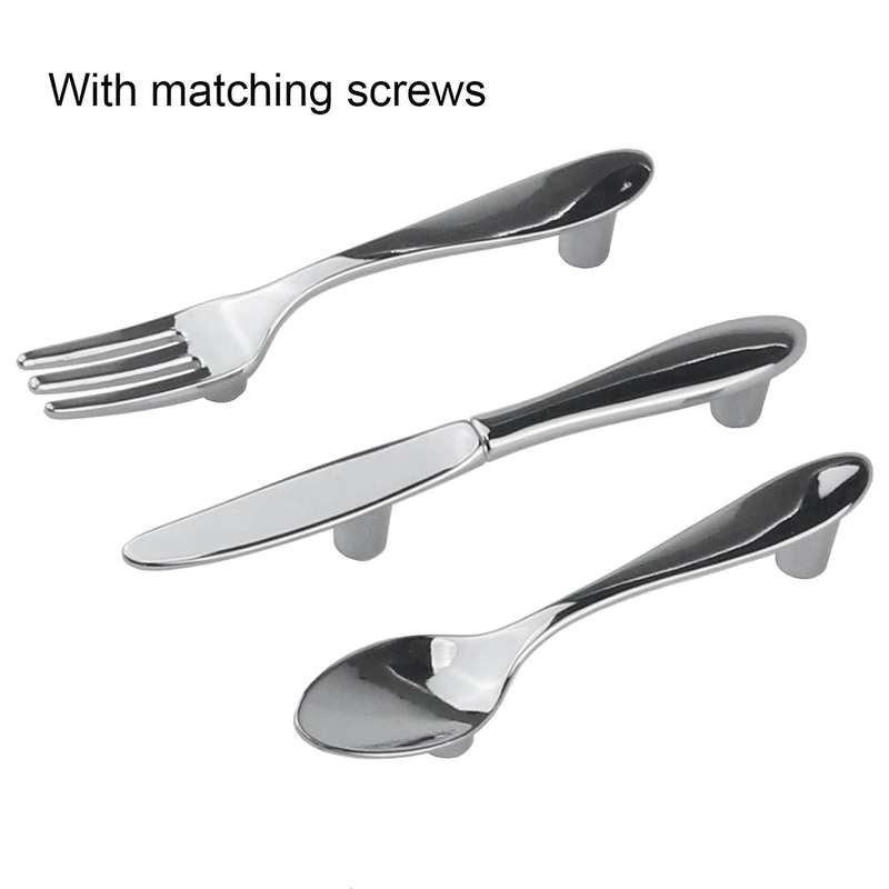 6pc Knife Spoon Fork Kitchen Cabinet Closet Drawer Pull Handles Knobs