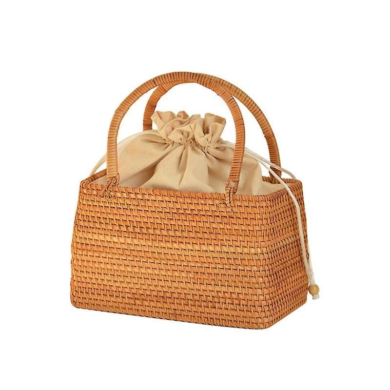 Hand Basket for Picnic Basket Semicircular Stitching Inner Pocket A