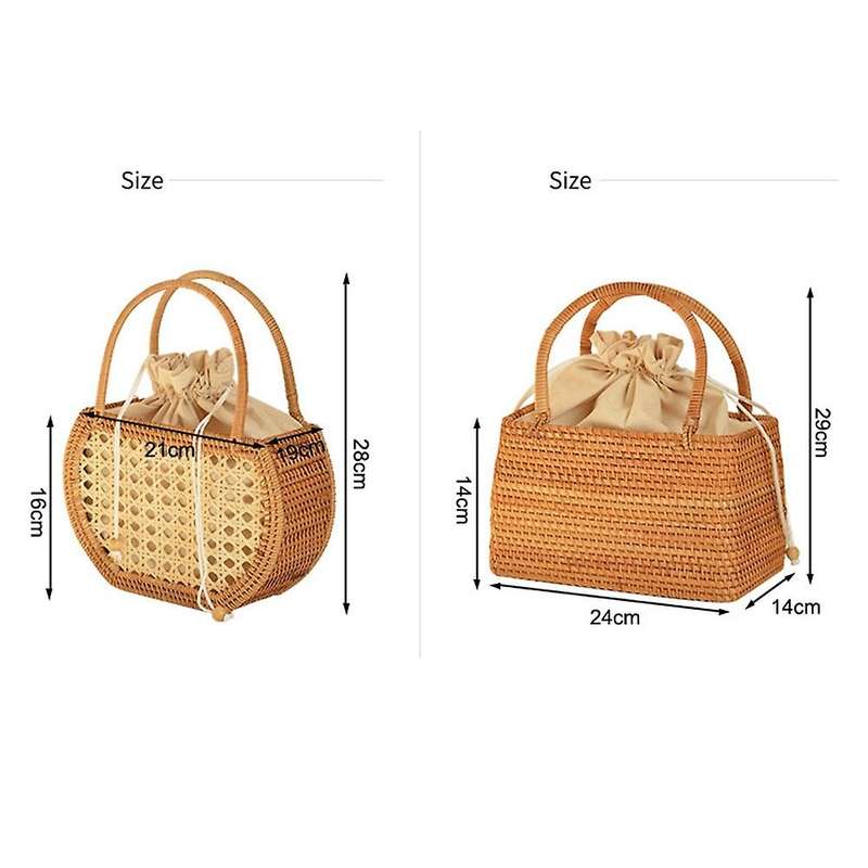 Hand Basket for Picnic Basket Semicircular Stitching Inner Pocket A