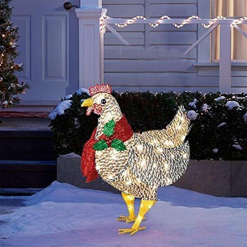 Light-up Chicken with Scarf Holiday Decor , Led for Garden Patio Lawn