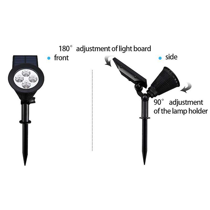 2 Pcs Led Solar Spotlights Outdoor Solar Lights Waterproof for Garden