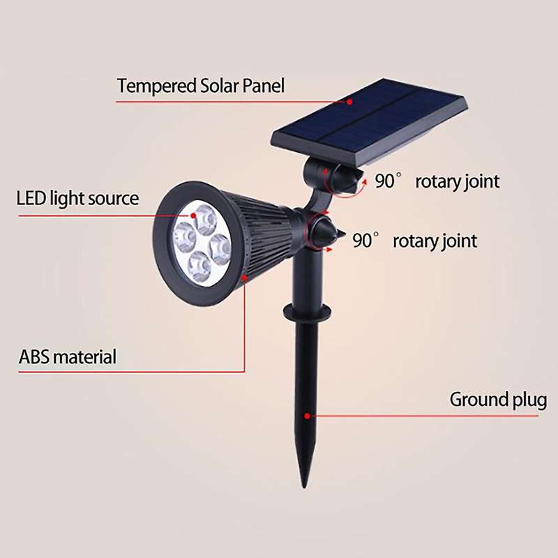 2 Pcs Led Solar Spotlights Outdoor Solar Lights Waterproof for Garden