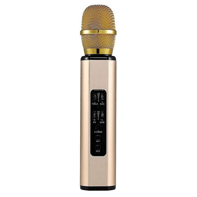 K6 Bluetooth Karaoke Mic Handheld Condenser Dual Speaker Gold
