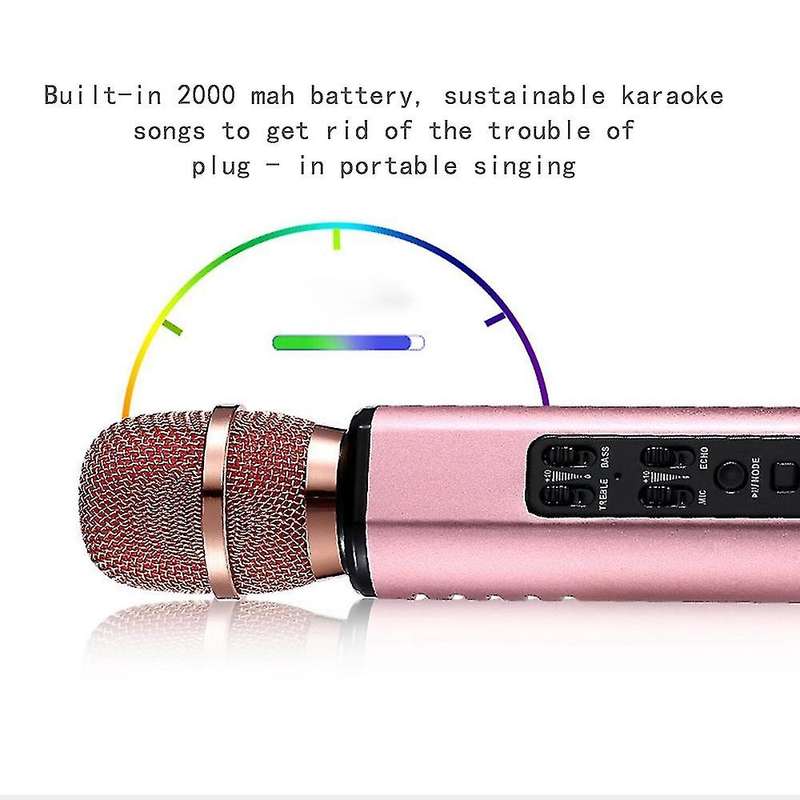 K6 Bluetooth Karaoke Mic Handheld Condenser Dual Speaker Gold