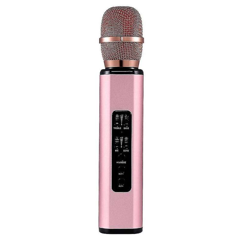 K6 Bluetooth Karaoke Mic Handheld Condenser Dual Speaker Pink