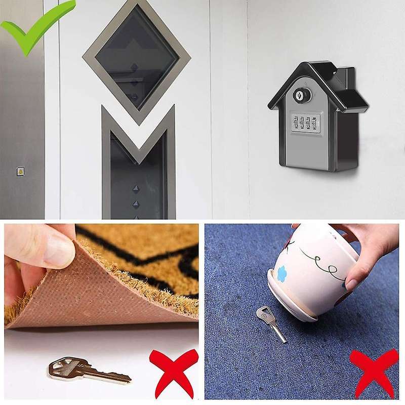 Anti-theft Password Key Lock Box Security Lock Metal Storage Box Gray